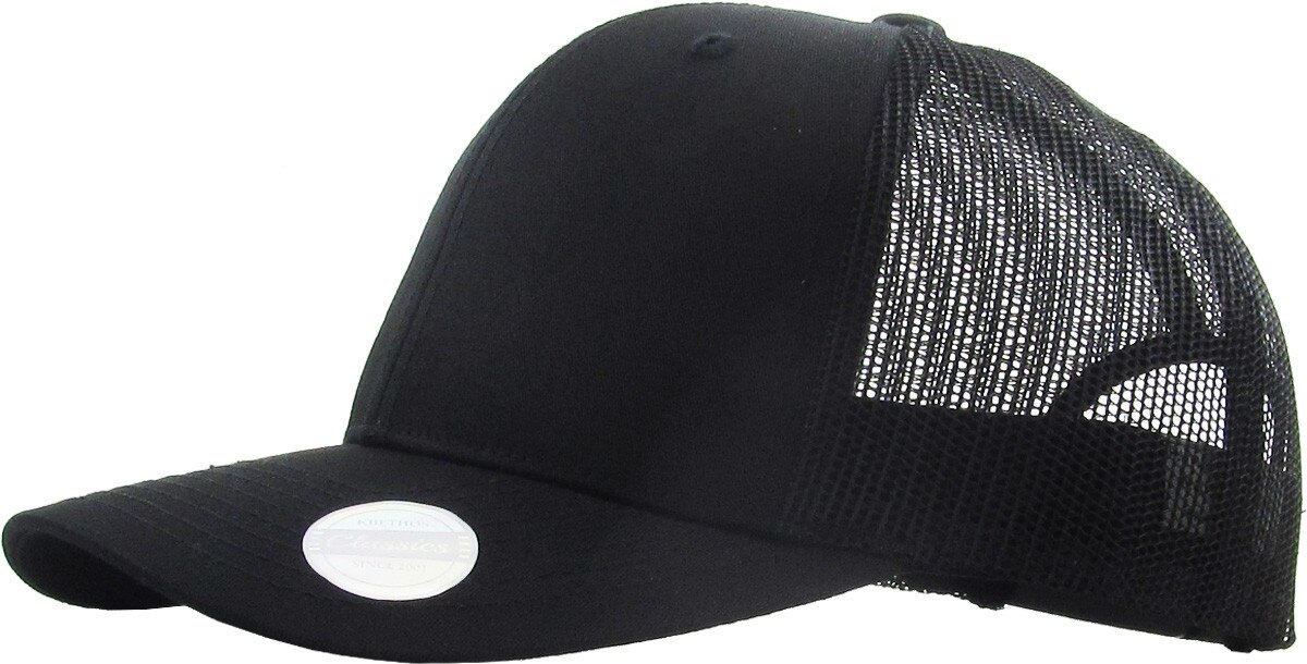 Black Classic 6 Panel Trucker Mesh Snapback Side View